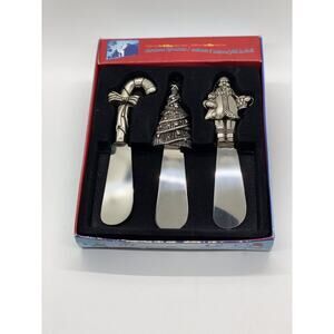 Christmas Spreaders Utensil Silverware Set Stainless Steel Candy Cane Tree Santa